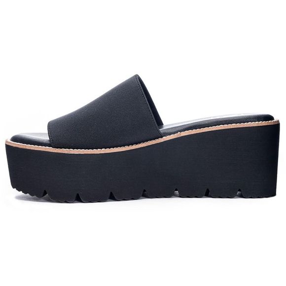 Dirty Laundry BRAND Womens Pivot Black Stretch Flatform Slide Sandals Shoes NWB - Picture 2 of 3